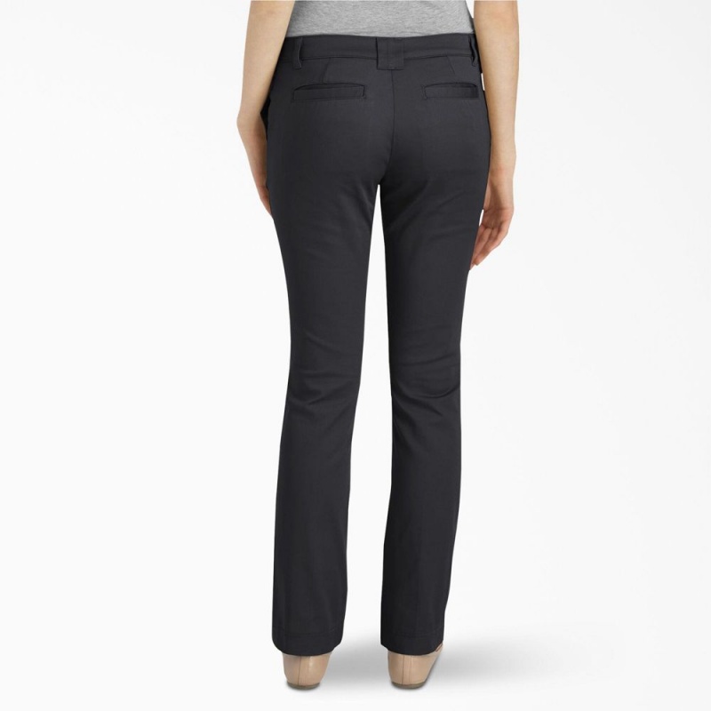 Black Women's Dickies Slim Fit Pants | BYU064759