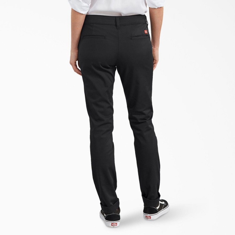 Black Women's Dickies Slim Fit Pants | LTJ769301