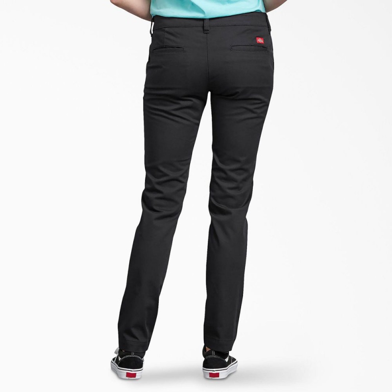 Black Women's Dickies Slim Fit Skinny Leg Pants | PZL902637