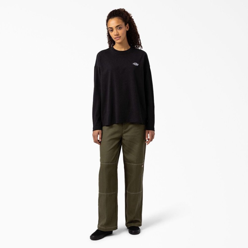 Black Women's Dickies Summerdale Long Sleeve T-Shirt | PGL364951