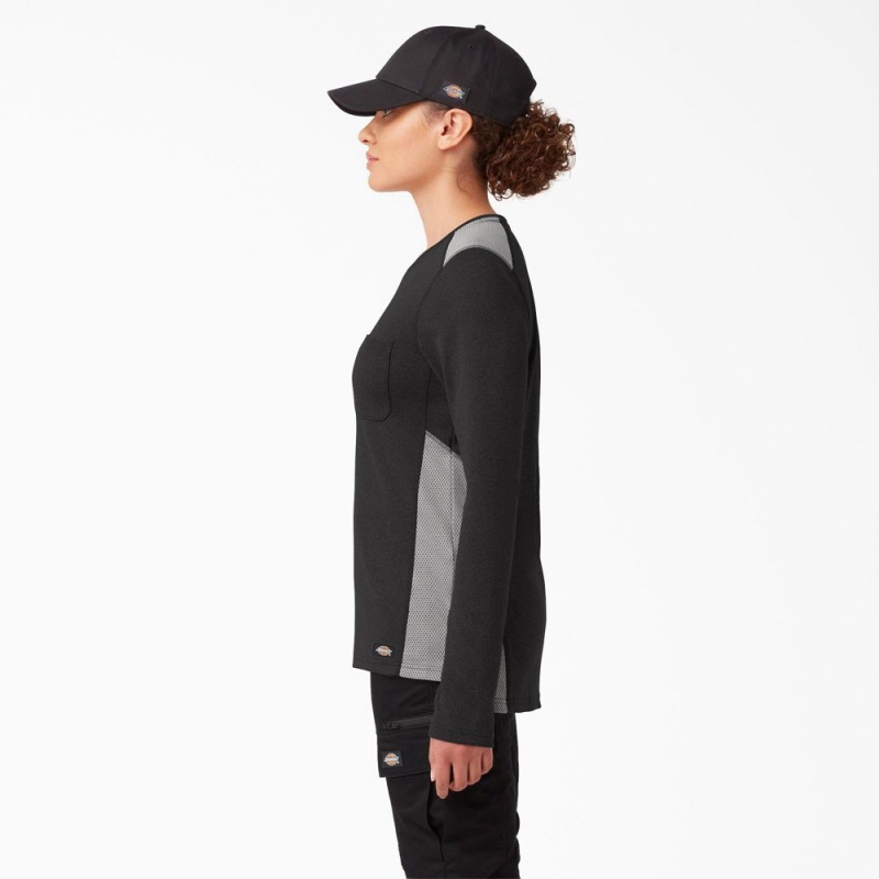 Black Women's Dickies Temp-iQ® 365 Long Sleeve Pocket T-Shirt | RAV032416