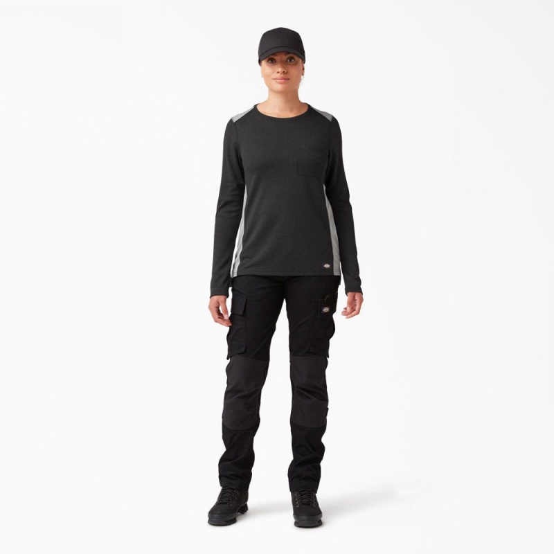 Black Women's Dickies Temp-iQ® 365 Long Sleeve Pocket T-Shirt | RAV032416