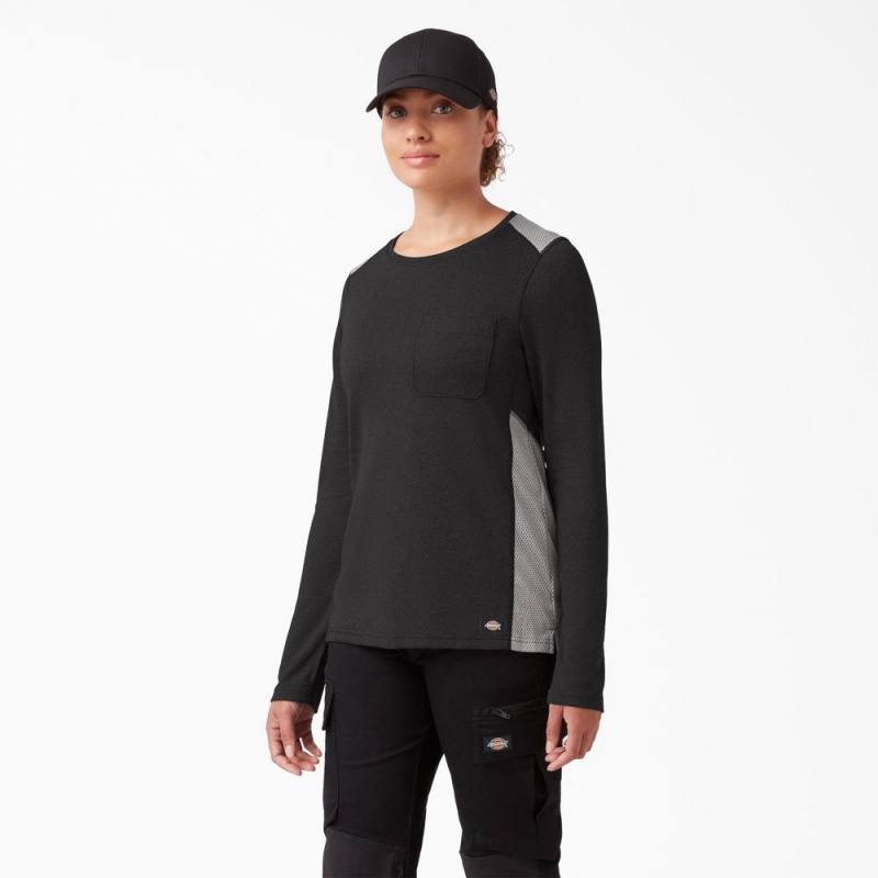 Black Women\'s Dickies Temp-iQ® 365 Long Sleeve Pocket T-Shirt | RAV032416