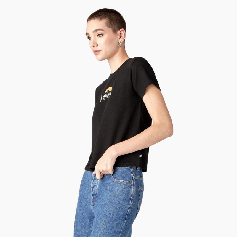 Black Women's Dickies Twill Ranch Graphic T-Shirt | DUC847659