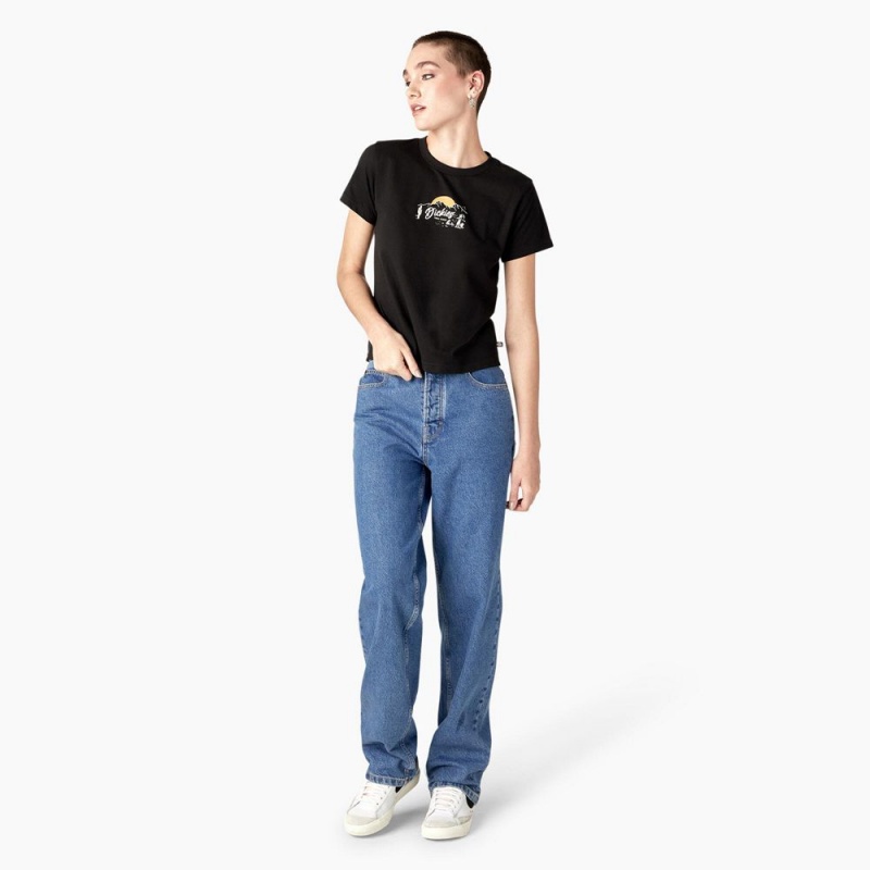 Black Women's Dickies Twill Ranch Graphic T-Shirt | DUC847659