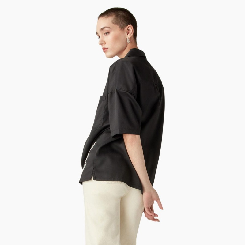 Black Women's Dickies Wichita Work Shirts | KRB219580