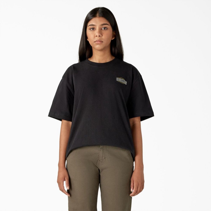 Black Women's Dickies Workwear Sign Heavyweight T-Shirt | RKT902843