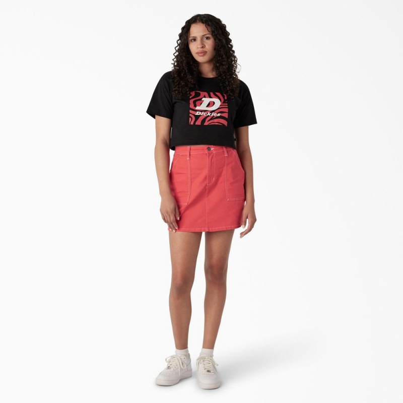 Black Women's Dickies Zebra Graphic Cropped T-Shirt | ODM235487