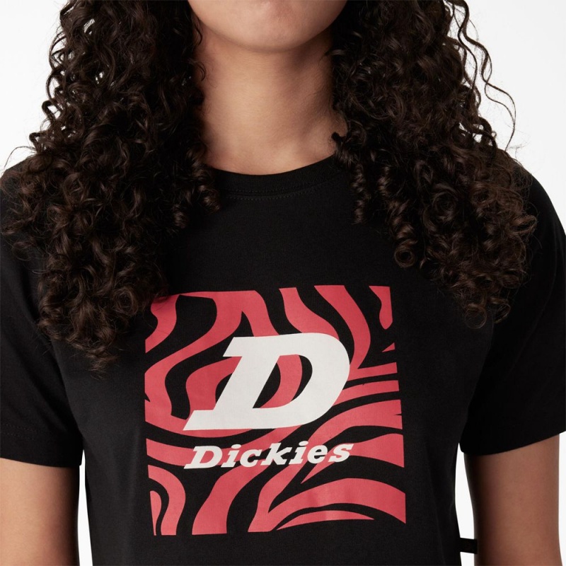 Black Women's Dickies Zebra Graphic Cropped T-Shirt | ODM235487