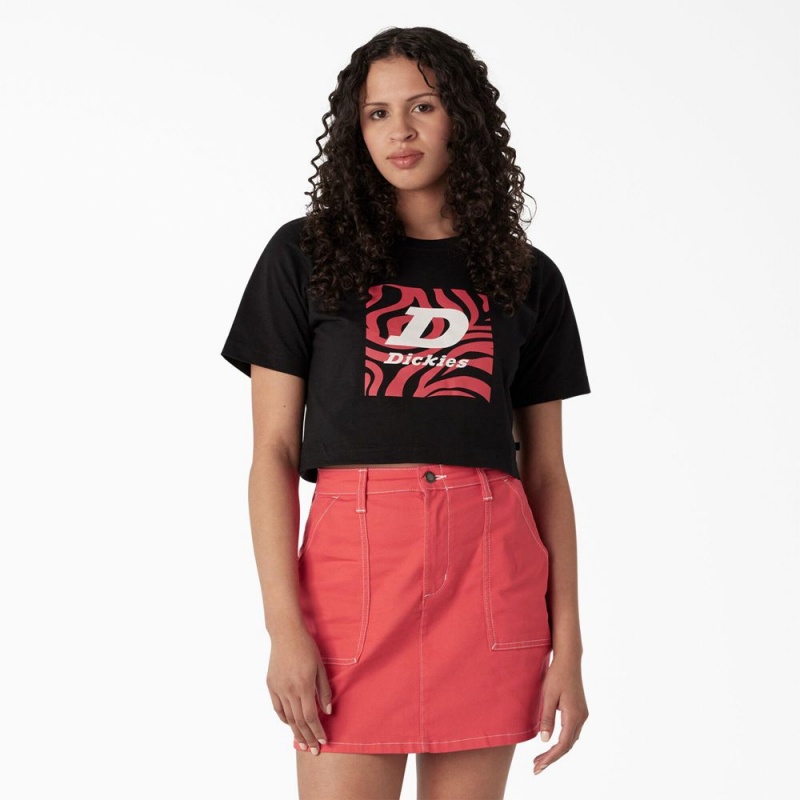 Black Women\'s Dickies Zebra Graphic Cropped T-Shirt | ODM235487