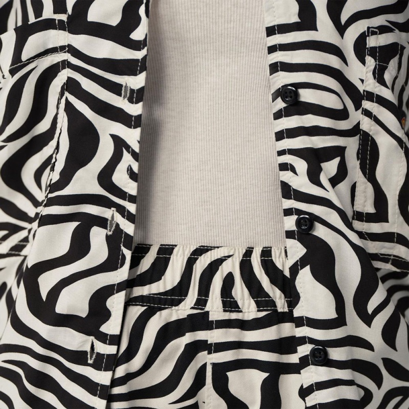 Black Women's Dickies Zebra Print Work Shirts | PJN063145