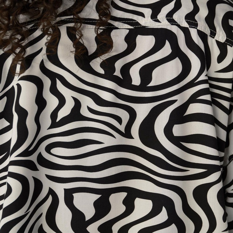 Black Women's Dickies Zebra Print Work Shirts | PJN063145