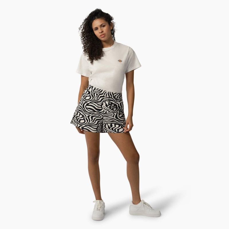 Black Women's Dickies Zebra Regular Fit Print Shorts | JHN210693