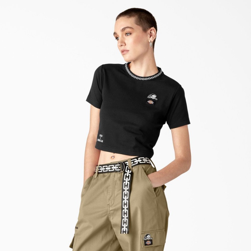 Black Women's Dickies x Lurking Class Cropped T-Shirt | KZV415320