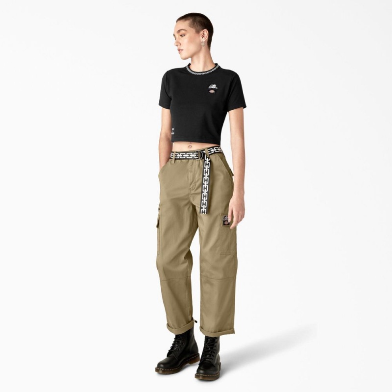 Black Women's Dickies x Lurking Class Cropped T-Shirt | KZV415320