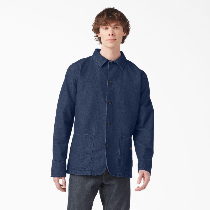 Blue Men\'s Dickies 1922 Indigo Chore Jacket | IDX452068