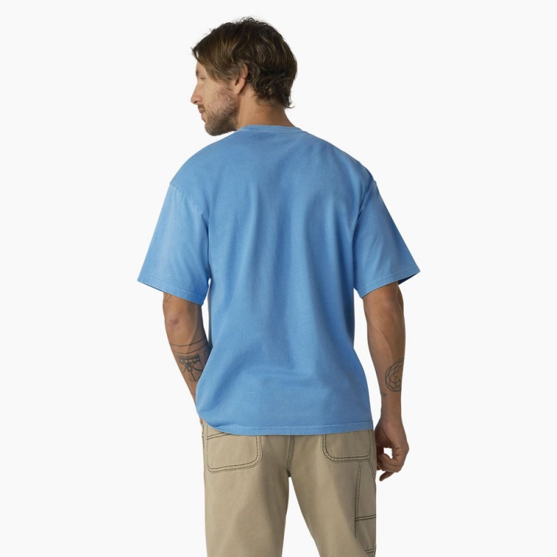 Blue Men's Dickies Bandon Short Sleeve T-Shirt | IHT736124