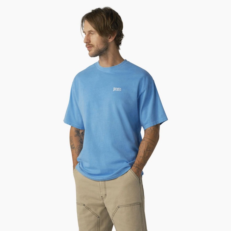 Blue Men's Dickies Bandon Short Sleeve T-Shirt | IHT736124