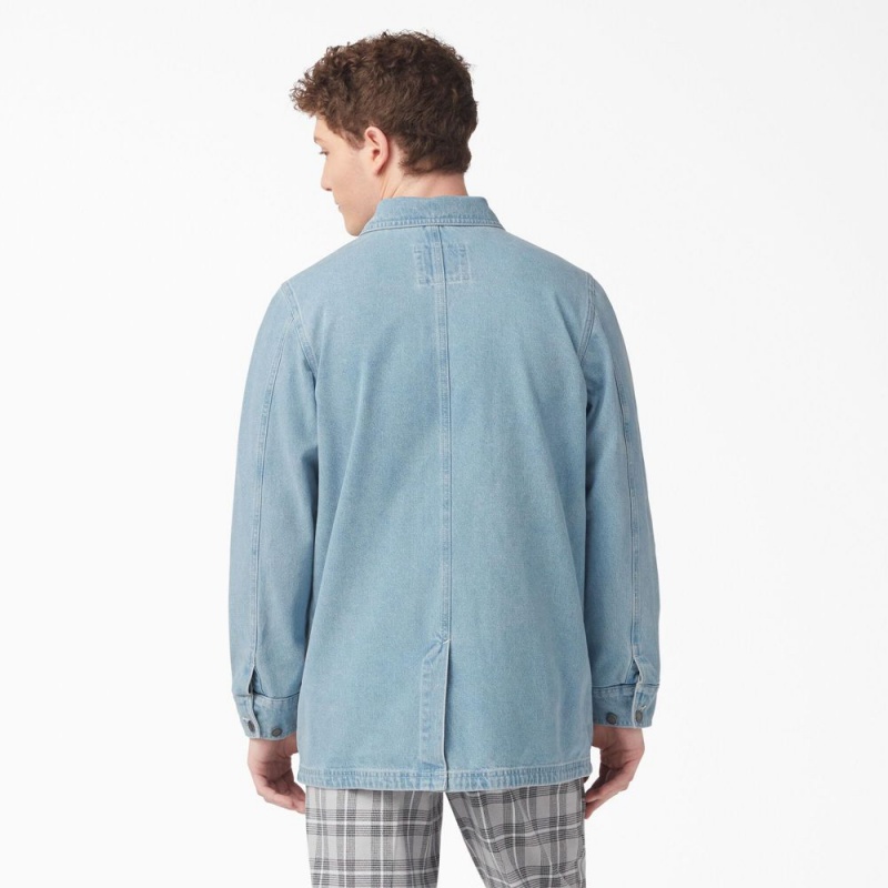 Blue Men's Dickies Denim Chore Jacket | DOL860125