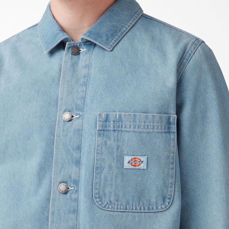 Blue Men's Dickies Denim Chore Jacket | DOL860125