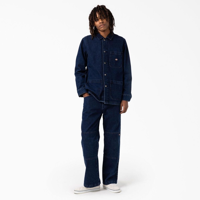 Blue Men's Dickies Denim Chore Jacket | ULS709516