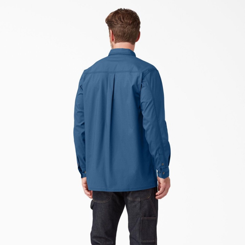 Blue Men's Dickies DuraTech Ranger Ripstop Shirt | BHW319450