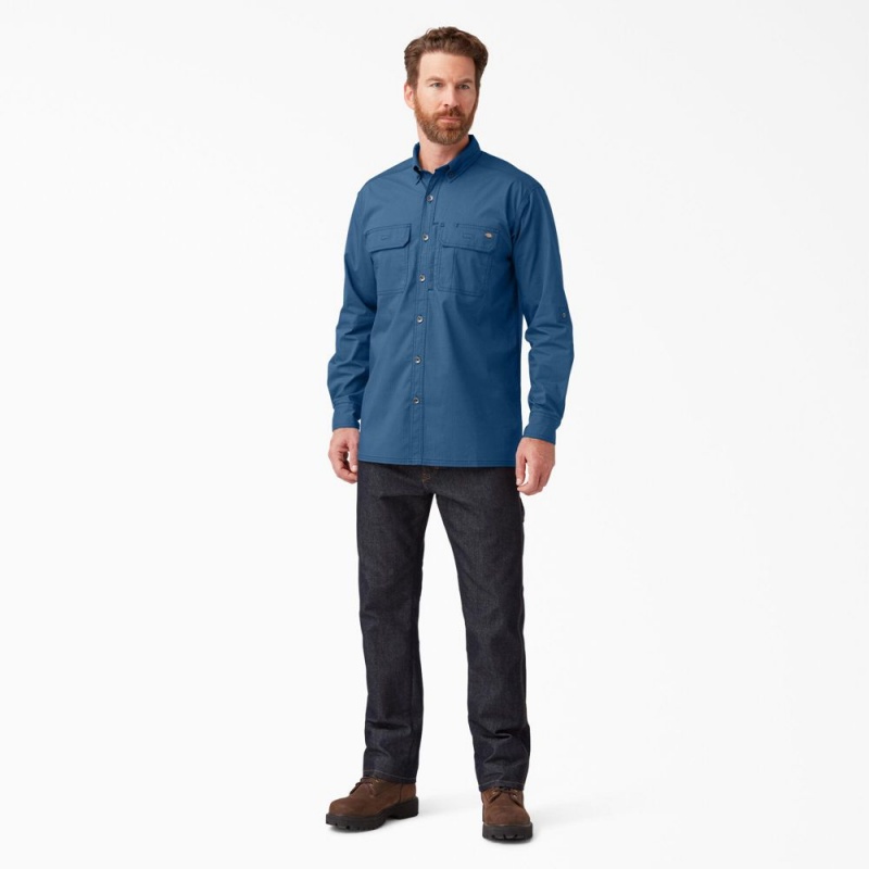 Blue Men's Dickies DuraTech Ranger Ripstop Shirt | BHW319450