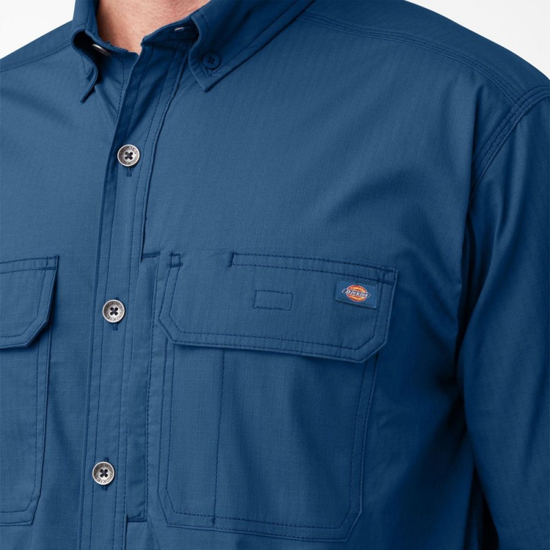 Blue Men's Dickies DuraTech Ranger Ripstop Shirt | BHW319450