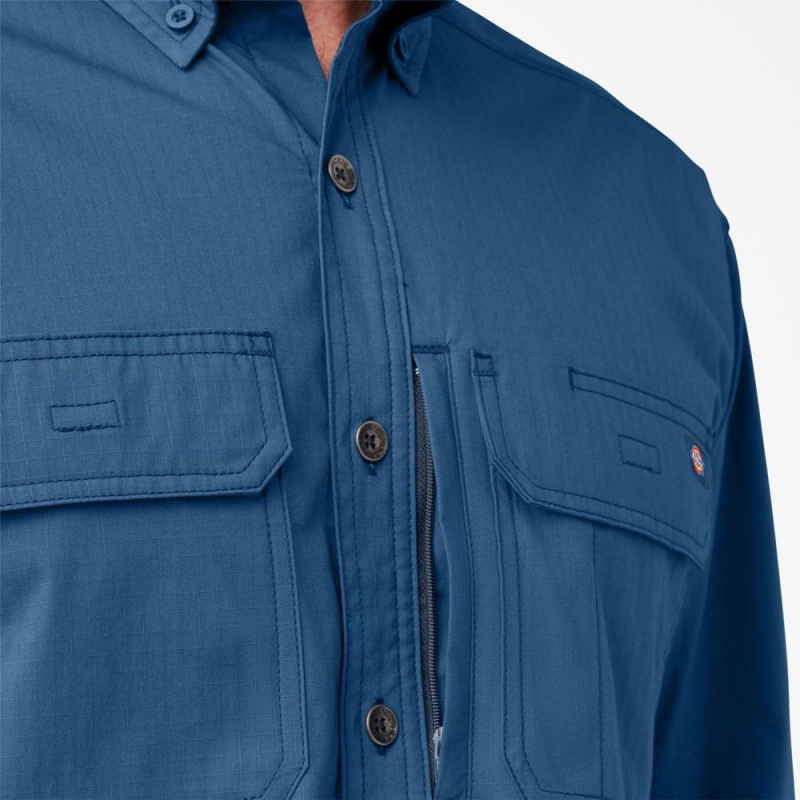 Blue Men's Dickies DuraTech Ranger Ripstop Shirt | BHW319450