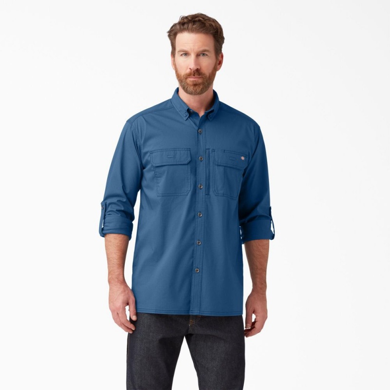 Blue Men\'s Dickies DuraTech Ranger Ripstop Shirt | BHW319450