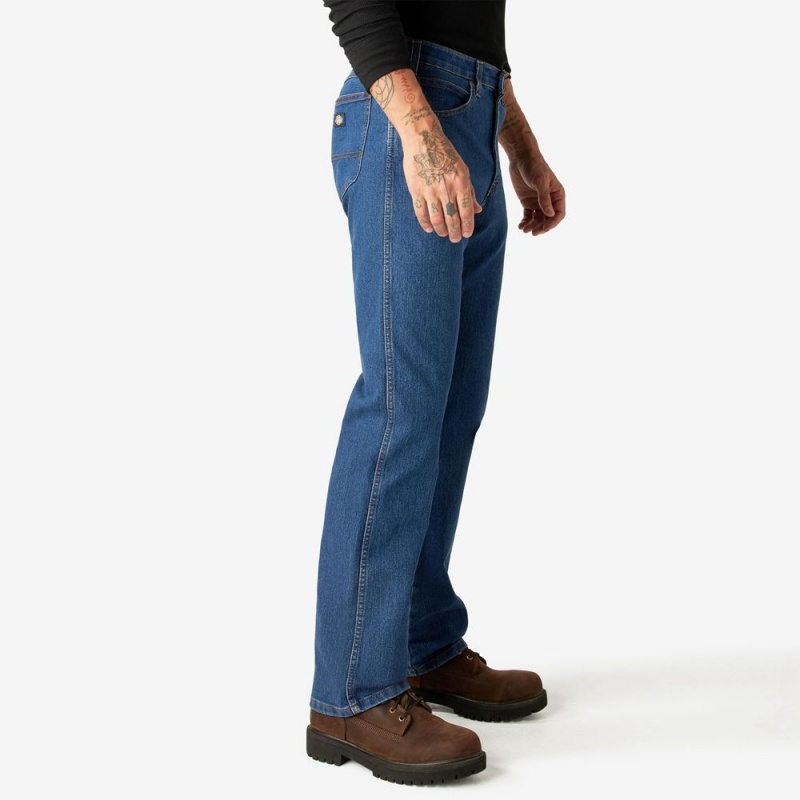 Blue Men's Dickies FLEX Active Waist Regular Fit Jeans | NUX085371