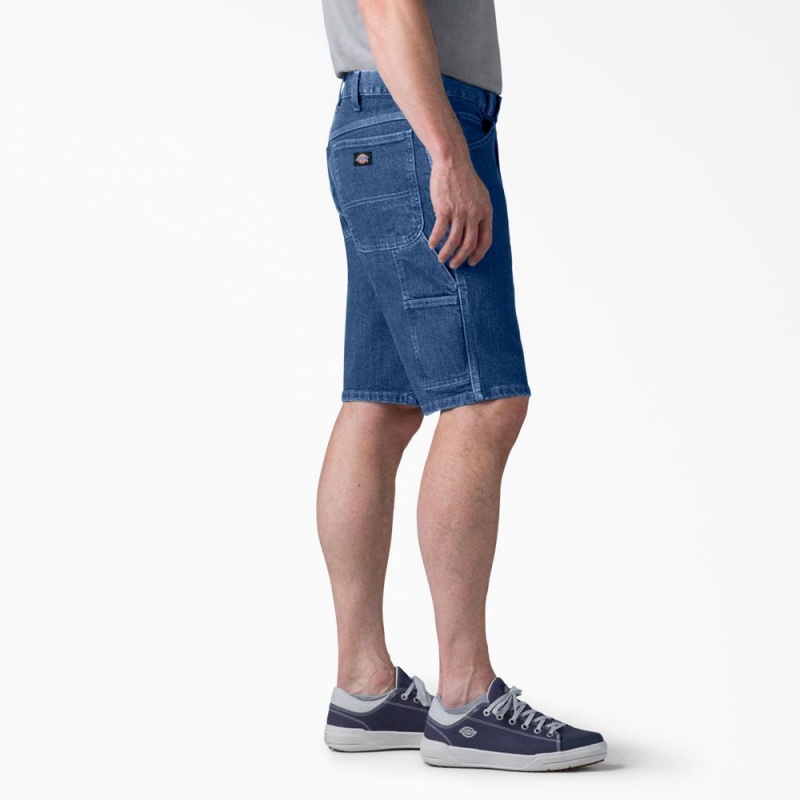 Blue Men's Dickies FLEX Active Waist Relaxed Fit Carpenter Shorts | ZED013642