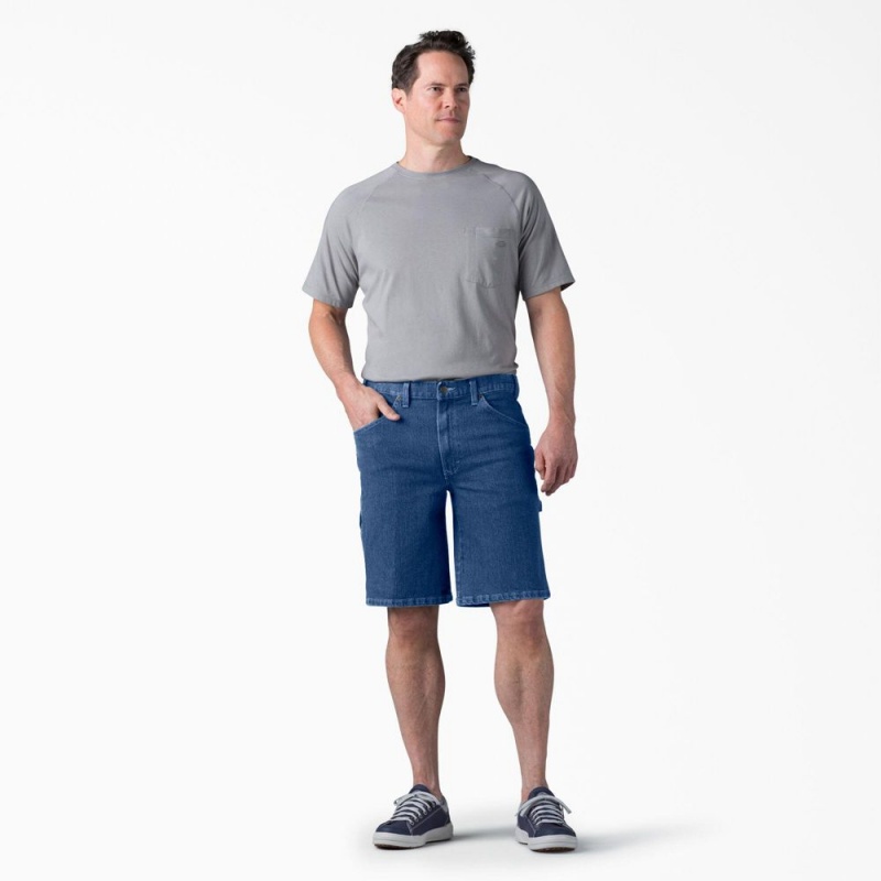 Blue Men's Dickies FLEX Active Waist Relaxed Fit Carpenter Shorts | ZED013642