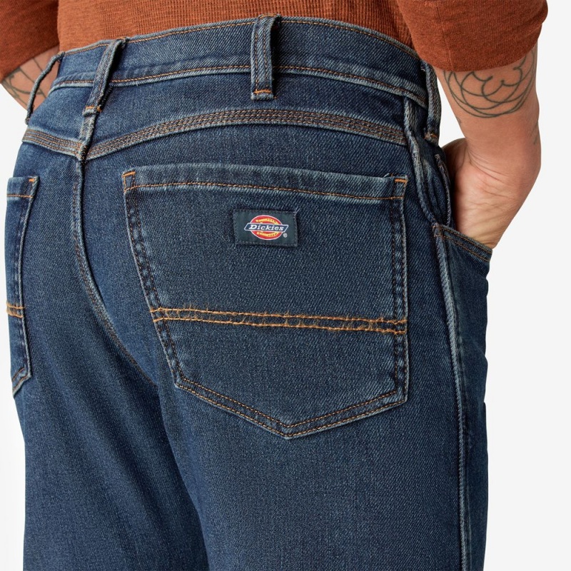 Blue Men's Dickies FLEX Lined Regular Fit 5-Pocket Jeans | SPA234871