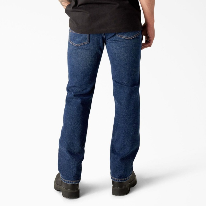 Blue Men's Dickies FLEX Regular Fit 5-Pocket Jeans | XOR362978