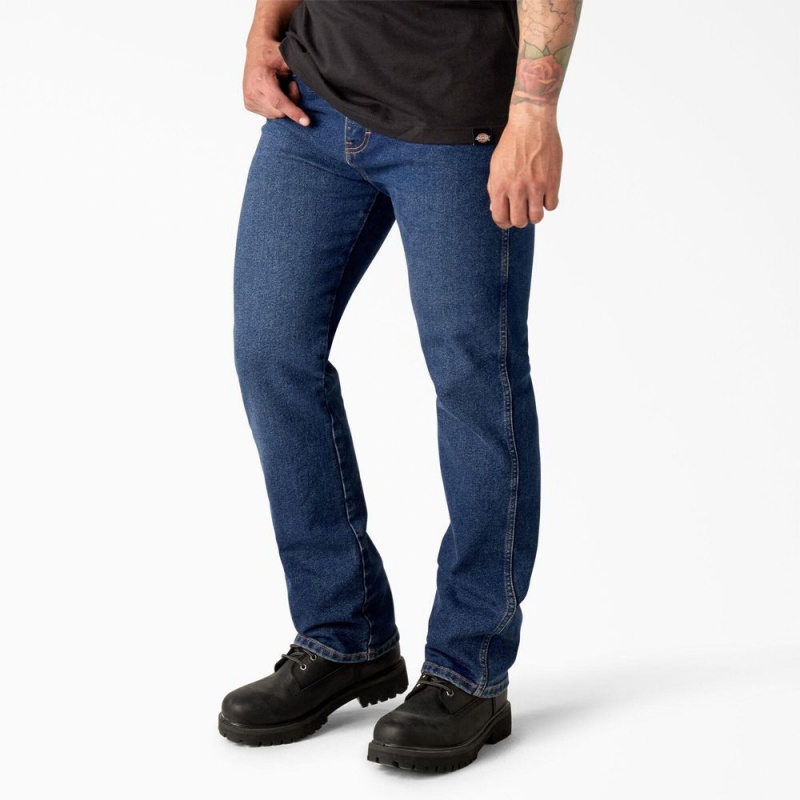 Blue Men's Dickies FLEX Regular Fit 5-Pocket Jeans | XOR362978