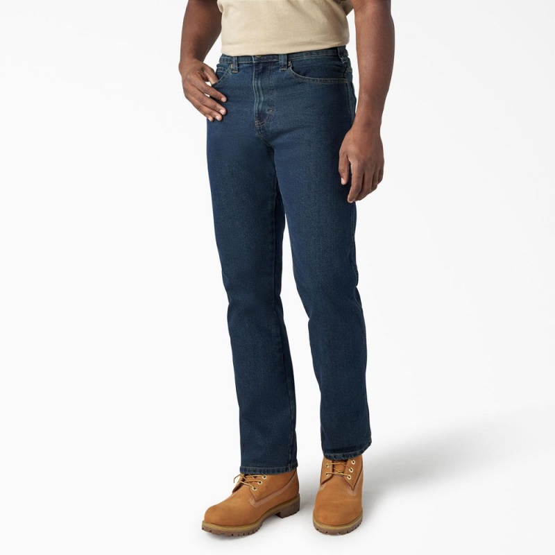 Blue Men's Dickies FLEX Regular Fit 5-Pocket Jeans | QBV352694