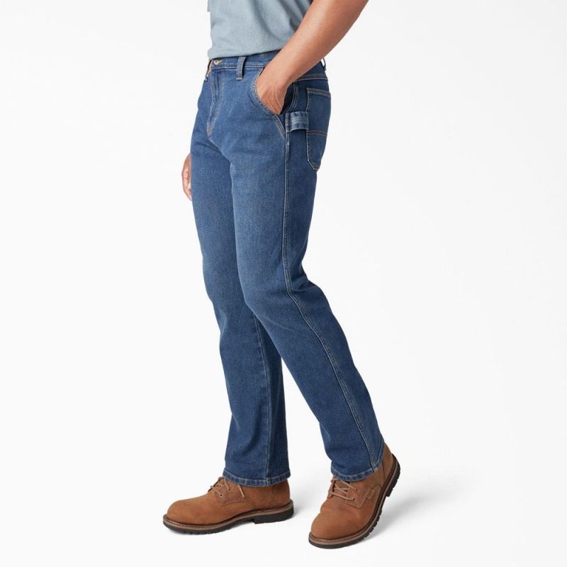 Blue Men's Dickies FLEX Regular Fit Carpenter Utility Jeans | ICS103928