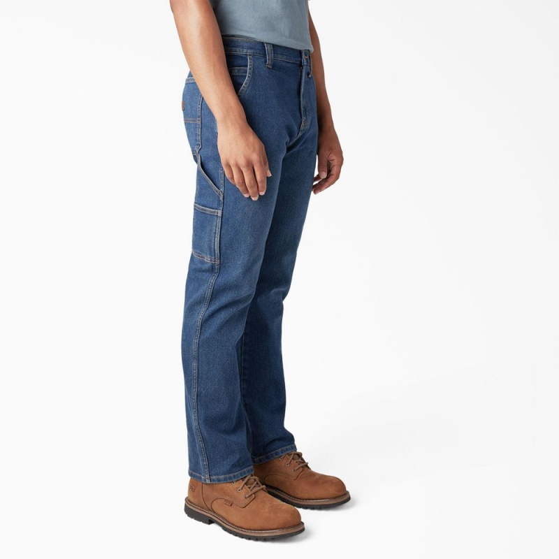 Blue Men's Dickies FLEX Regular Fit Carpenter Utility Jeans | ICS103928