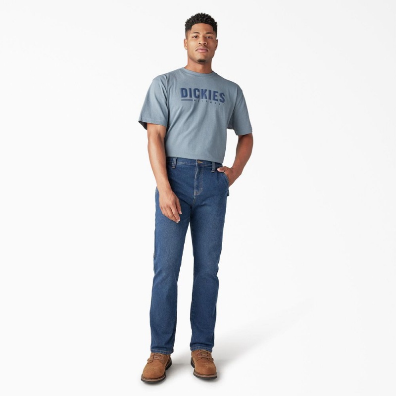 Blue Men's Dickies FLEX Regular Fit Carpenter Utility Jeans | ICS103928