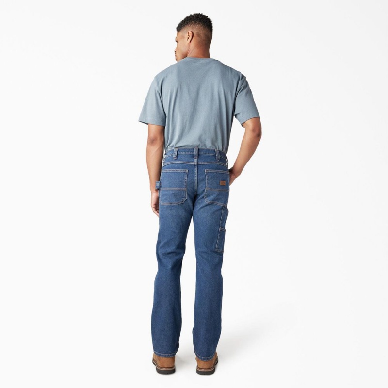 Blue Men's Dickies FLEX Regular Fit Carpenter Utility Jeans | ICS103928