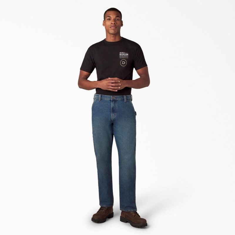 Blue Men's Dickies FLEX Regular Fit Carpenter Utility Jeans | NYI967314