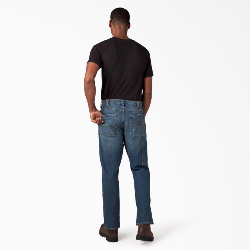 Blue Men's Dickies FLEX Regular Fit Carpenter Utility Jeans | NYI967314