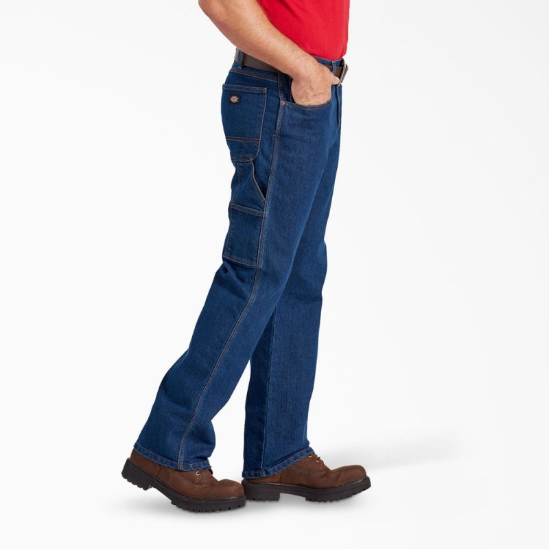 Blue Men's Dickies FLEX Relaxed Fit Carpenter Jeans | XSC217390