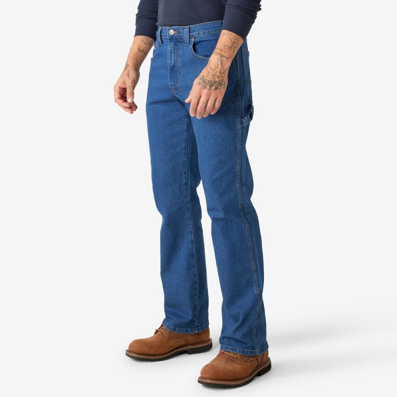 Blue Men's Dickies FLEX Relaxed Fit Carpenter Jeans | JOW251930