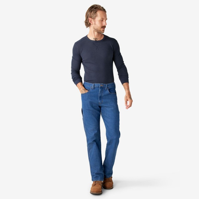 Blue Men's Dickies FLEX Relaxed Fit Carpenter Jeans | JOW251930