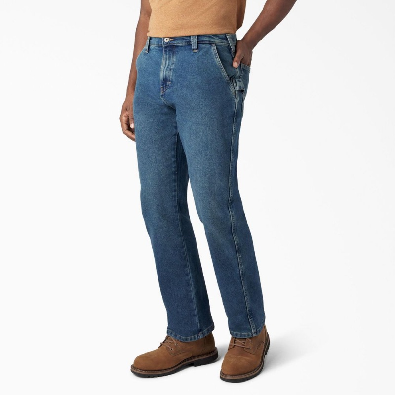 Blue Men's Dickies FLEX Relaxed Fit Carpenter Jeans | RLQ507381