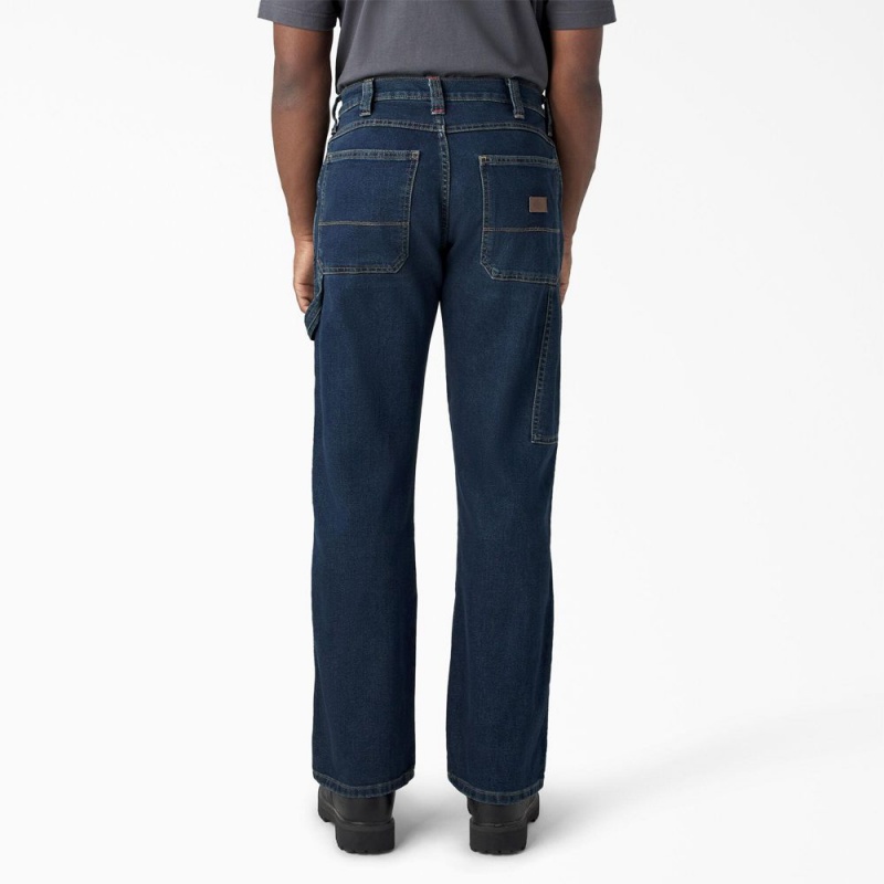 Blue Men's Dickies FLEX Relaxed Fit Double Knee Jeans | HGW359821