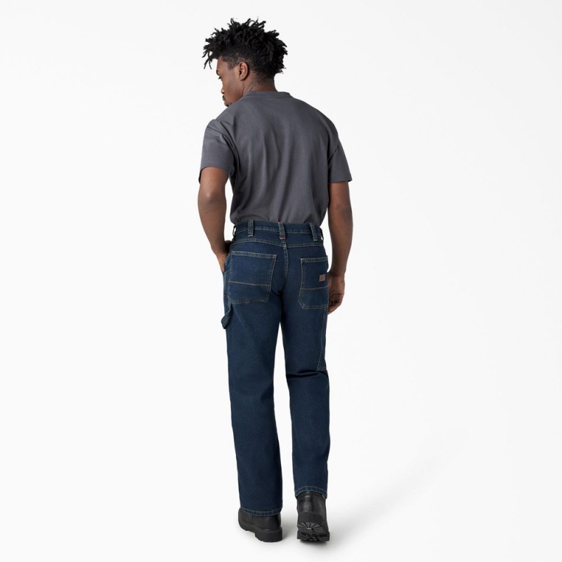 Blue Men's Dickies FLEX Relaxed Fit Double Knee Jeans | HGW359821