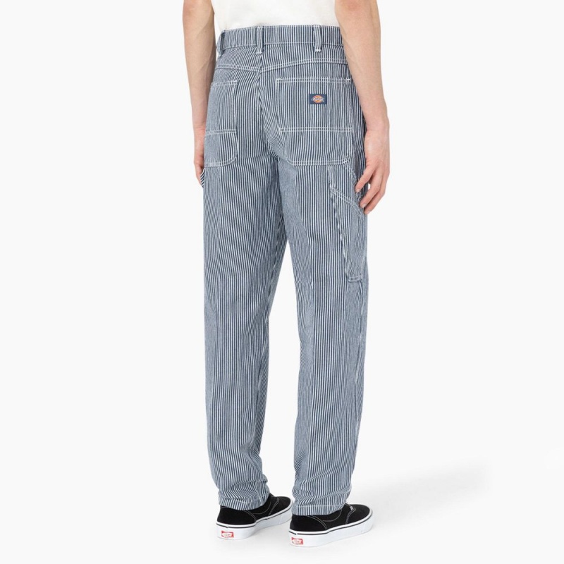 Blue Men's Dickies Garyville Regular Fit Hickory Stripe Carpenter Pants | SPD619857